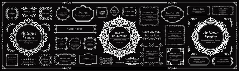 ハロウィンのフレーム素材、ハッピーハロウィン、パーティー、イベント、装飾素材、ビンテージ、