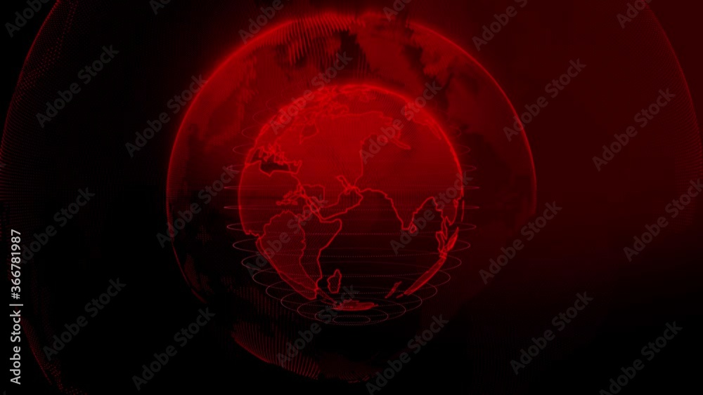 Wall mural Network connecting, World rotating on its axis in black Universe in stars. View from space on Planet Earth. Elements of this image furnished by NASA.