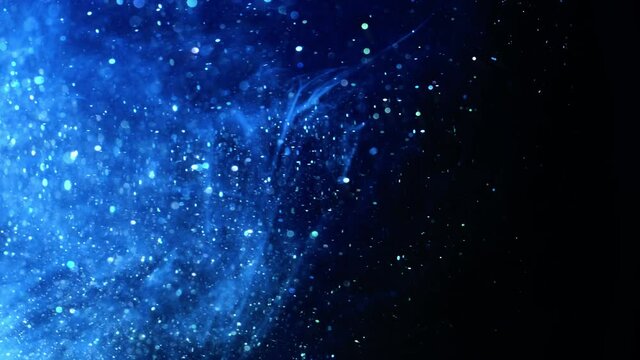 Under deep sea water moving particular cloud dust with fractal particle abstract background 4K