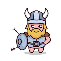 cute Viking mascot design illustration