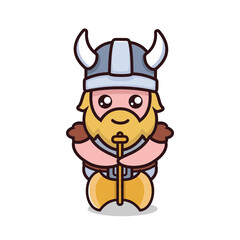 cute Viking mascot design illustration