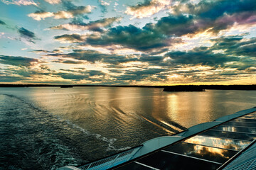 Sunset on the sea between Stockholm and Turku. 
