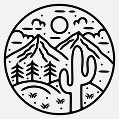 monoline vintage outdoor badge design