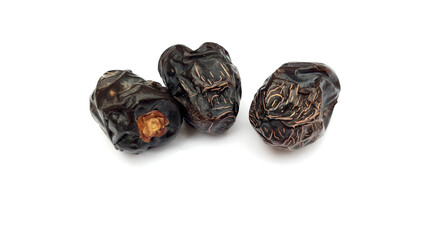 Saudi Arabia Ajwa Dates Isolated on White Background 