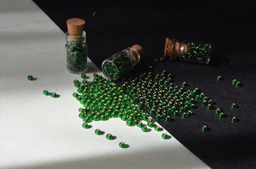 green  beads in the desk