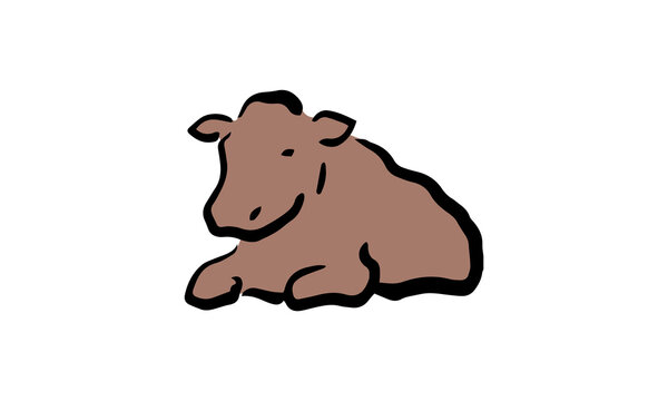筆絵風の手描きの牛のイラスト Stock Vector Adobe Stock 筆絵風の手描きの牛のイラスト Stock Vector Adobe Stock