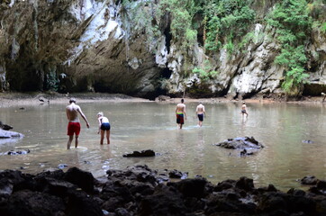 People outdoor exploring the natural surroundings in Railay, Krabi, Thailand