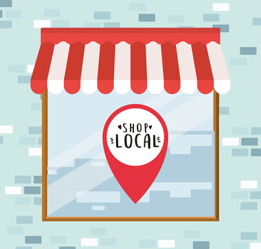 shop local in gps mark inside store design of retail buy and market theme Vector illustration