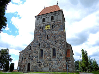 Fototapeta premium built in 1924, the Catholic Church of the Assumption of the Blessed Virgin Mary in Kalinowo in Warmia and Masuria in Poland