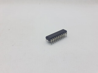 Various Industrial Electronic Integrated Circuit in White Isolated Background