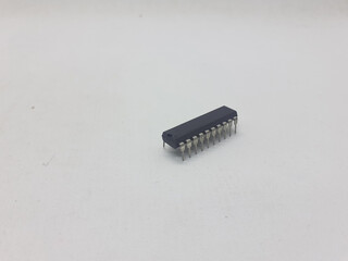 Various Industrial Electronic Integrated Circuit in White Isolated Background