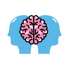 profiles with brain human line and fill style icon