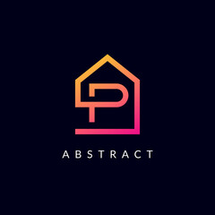 P letter real estate logo design - alphabet P property, construction, business corporate, home sign icon monogram template.
