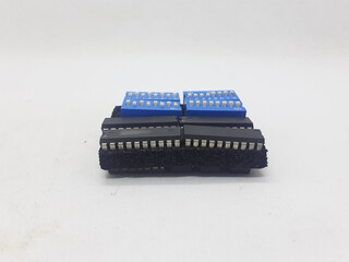 Various Industrial Electronic Integrated Circuit in White Isolated Background