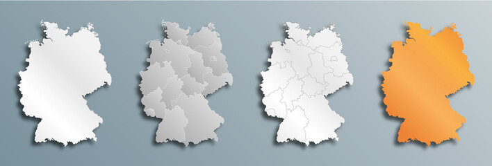 set of vector maps of Germany  with shadow 