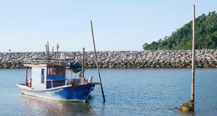 Fishing boat at sea, Chumphon Province, Thailand