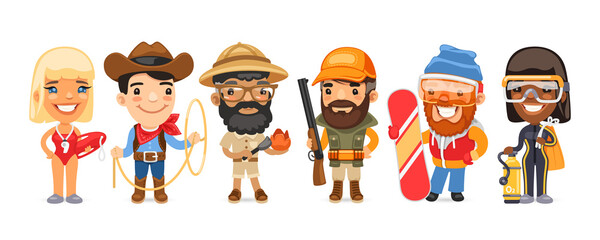 Cartoon Worker Characters with Different Professions
