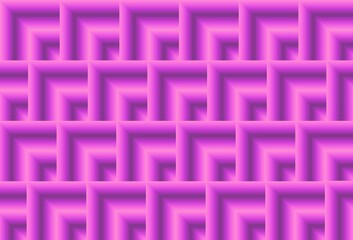 Seamless pattern with horizontal and vertical pink violet purple colored segments.  3d render Geometric Square Seamless fluorescent background. Glowing neon lights surface pattern optical illusion. 