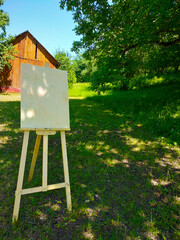 wooden easel in the park