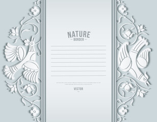 Vector nature and birds vintage border.