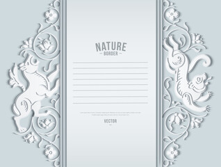 Vector nature and animal vintage border.