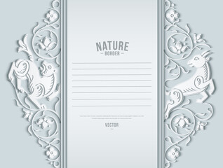 Vector nature and animal vintage border.