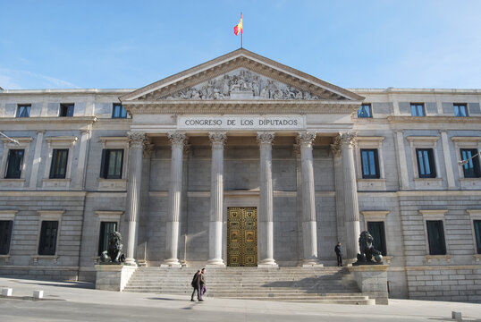 Spanish parliament facade with few people