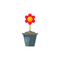 Potted flower vector illustration, potted plant icon, isolated on white background