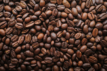roasted coffee beans closed up macro 