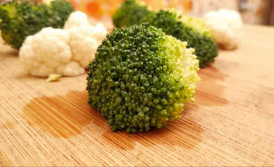 Broccoli on a wooden table