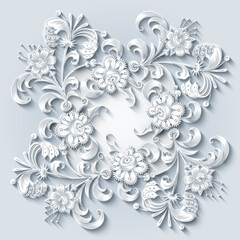 Floral hand drawn vector vintage border