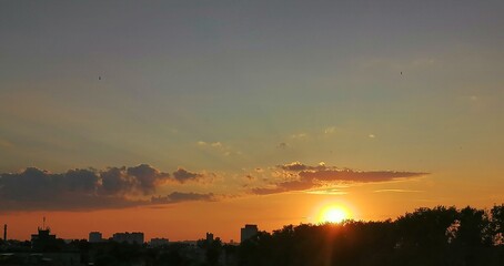 sunset in the city
