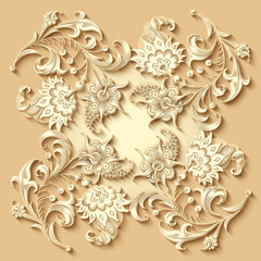 Floral hand drawn vector vintage border