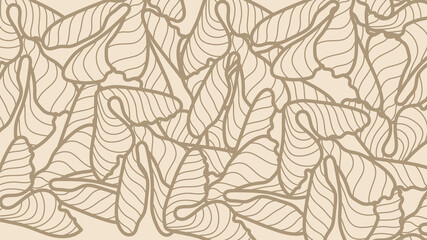 Fototapeta na wymiar Leaf line art background vector, wallpaper and print, house plant, Vector illustration.