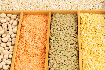 Wooden box with cereals