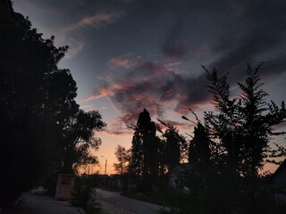 sunset in the old street