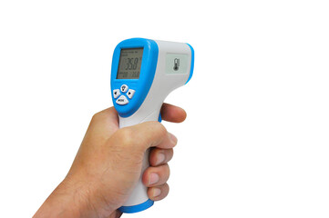 Digital Thermometer (thermometer gun) for check forehead temperature measurement scan from Coronavirus Pandemic 2019 (COVID-19). Isolated on white background. 