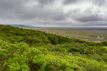 Fototapeta na wymiar View from the Svartifoss Trail, Southeast Iceland.