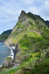 Madeiran landscape. A path leading up to Pico do Arco and a viewpoint near Boaventura. Portugal.