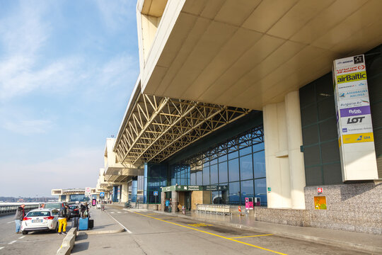 Milan Milano Malpensa MXP Airport Terminal 1 building in Italy