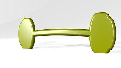 athletic weight lifting made by 3D illustration of a shiny metallic sculpture with the shadow on light background. athlete and active
