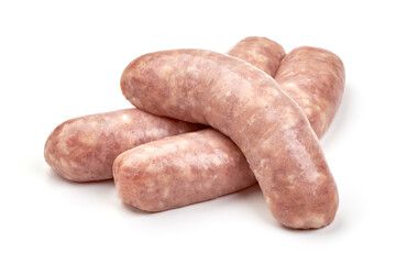 Italian sausages, Raw Salsiccia Sausages, isolated on a white background