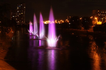 fountain in the night city Kiev