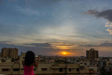 Fototapeta premium sunset over the city