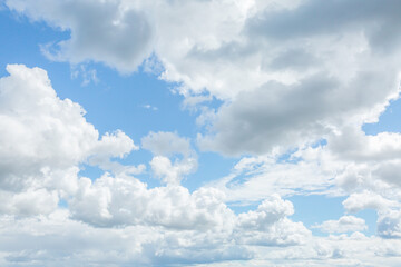 Naklejka na ściany i meble Summer cloudscape panorama. Horizontal image.