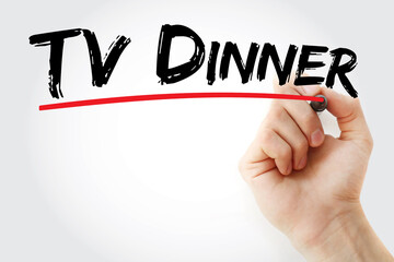 TV Dinner text with marker, concept background