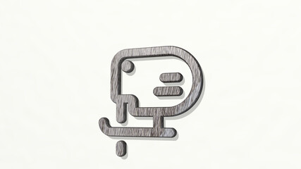 power tools wood cutter on the wall. 3D illustration of metallic sculpture over a white background with mild texture. energy and concept