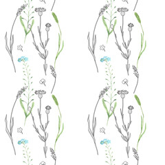 Floral pattern with hand painted field flowers for package summer design or any other branding
