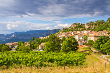 Aiguines village next to Verdon Gorge (Gorges du Verdon) in the Provence-Alpes-Côte d'Azur region...