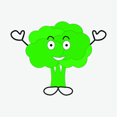 broccoli with face, legs and hands